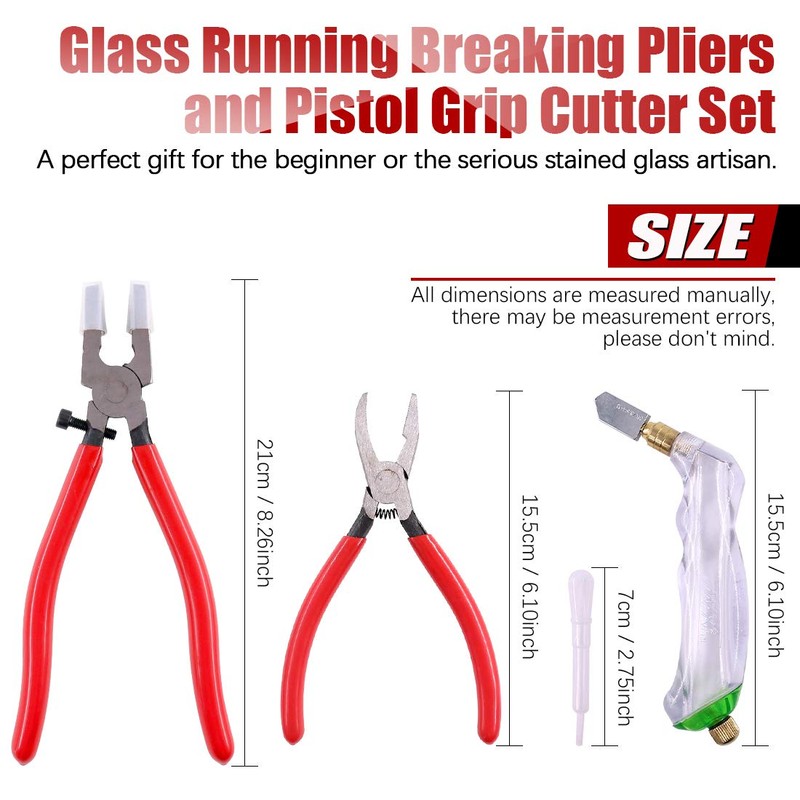 Hilitchi 3-Pcs Premium Glass Running Breaking Pliers and Pistol Grip