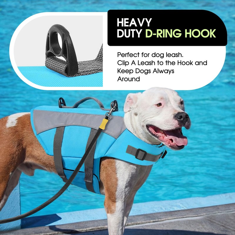 SUNFURA Dog Life Jacket, Reflective Dog Life Vest for Swimming