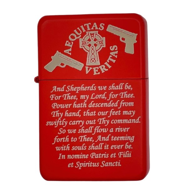 Gifts Infinity® Boondocks Saints Prayer Matt Red Finish Wind Proof Oil Lighter #2 (Red)