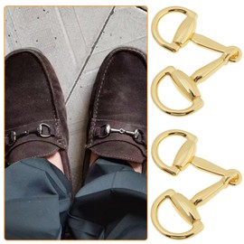 The Lord of the Tools 4 Pieces Zinc Alloy Shoe Buckles Replacement Double Ring Clasp Charm Shoe Accessories for Loafer Leather Shoes DIY Repair Gold/Silver, multicoloured, l