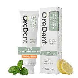 Fluoride Free 10% Nano Hydroxyapatite Whitening + Enamel Health Toothpaste, Remineralizing, Sensitivity Relief, Xylitol, SLS Free, Lemon Mint Flavor f