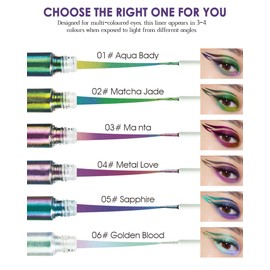 Shimmer Waterproof Eyeliner Liquid, Long Lasting Highly Pigmented Chameleon Eyeliner with Soft Fine Tip, Smudge-Proof Glitter Colorful Shift Holographic for Eyeshadow, Eye Makeup Gift for Women-B1#