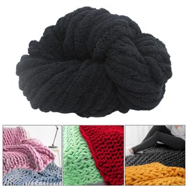 DYNWAVE Chunky Chenille Yarn Super Bulky Yarn Plush Yarn Jumbo Washable Thick Yarn Acrylic for Arm Knitting DIY Crafts, Black