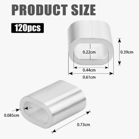 Batheidon 120 Stück Alu Drahtseilklemme Pressklemmen, Robuste Aluminiumhülsen für Seile und Kabel, Ovale Pressklemmen für Verbindungen, Rostfrei, Vielseitig einsetzbar für Bau, Outdoor und DIY (2MM)