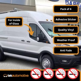 Tek Automotive 4 Pack No Smoking Stickers – 44mm Vinyl No Smoking Signs for Vehicles, Taxis & Premises – Indoor Glass Application, Weatherproof & Durable for Compliance