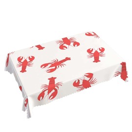 Walmsco Tablecloth Red Crayfish Pattern Decor For Dining Room Kitchen Rectangular Table Cover 132 * 178cm