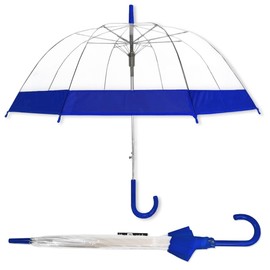 Parquet Clear Bubble Umbrella with Windproof Dome - Transparent Umbrella for Adults - Royal Blue