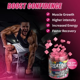 AMZXO Creatine Monohydrate Gummies 6g for Men Women,Complex Creatine Monohydrate Chewable for Muscle Strength,Muscle Building,Energy Boost,Pre-Workout Energy Supplement,Vegan Raspberry - 120 Count