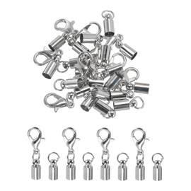MECCANIXITY 10Pcs Cord End Caps, 3.5mm End Caps Barrel Beads Kumihimo End Caps Iron for Leather Ribbon Clamp Clasp Jewelry Making Necklace Cord DIY Craft (Dark Silver)