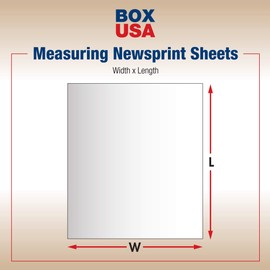 BOX USA Newsprint Packing Paper Sheets, 20" Length x 15" Width, 100% Recycled, Case of 2400, White, Great for Moving, Storing, and Packing