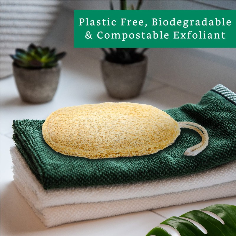 Natural Loofah Exfoliating Sponge (3 Pack) - Organic Body Scrubber