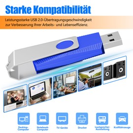 TEWENE USB Stick 256 MB Set of 10 USB Memory Stick Flash Drive Memory Stick High Speed USB 2.0 Multicoloured Rotate