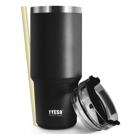 TYESO Tumbler with Straw, Water Bottle, Sports Bottle, Straw Bottle with Lid, Vacuum Insulated, 30.5 fl oz (900 ml), Vacuum Quenchure, Thermos, Exercise, Multicolor, Direct Drinking, Hot and Cold