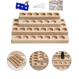 AMZTEMU Essential oil holder, Wooden Essential oil kit, Essential oil storage organizer Travel Display, Holds 30 Bottles with Oil opener, Stickers, Perfume test paper