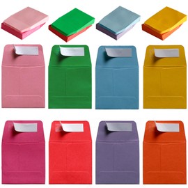 2 x 2Inches Tiny Coin Envelopes - Self Seal 128-Count Mini Envelopes, Bulk Small Envelope Pockets for Seeds, colorful