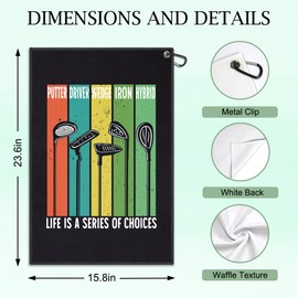 DYJYBMY Life is A Series of Choices Funny Printed Golf Towel for Golf Bags with Clip, Golf Lover Towels, Golf Towel Gifts for Dad Golf Player Golf Club, Funny Gifts for Golfer Men Women