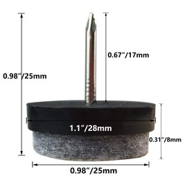 40pcs Round Heavy Duty Nail-on Anti-Sliding Felt Pad for Furniture Chair Table Leg Feet Floor Protectors (Black 28mm)