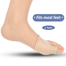 Apausvcm 2Pcs Bunion Corrector for Women Men, Comfortable Bunion Relief Pads Non-Slip Bunions Sleeve Socks Breathable Elastic Big Toe Straightener for Day/Night (Skin)