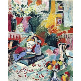 Get Custom Art - Henri Matisse, Interior with a Girl Reading - Canvas Print Rolled in a Tube, Famous Paintings Wall Art Décor (24x30 inch)