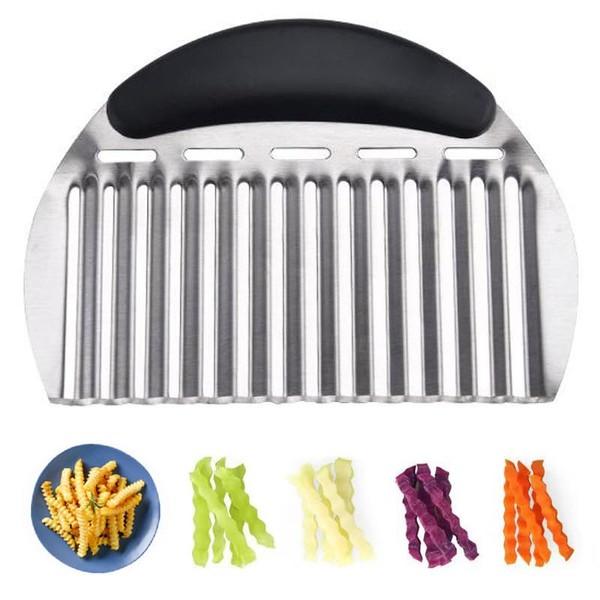 Heavy Duty Stainless Steel Crinkle Cutter Wavy Chopper French Fry