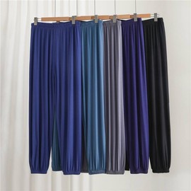 Men's Modal Plus Size Loose Tai Chi Lantern Pants - Thin, Spring/Summer, Anti-Mosquito 5XL/Cobalt Blue 5ea