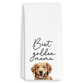 RZQIJ Best Golden Mama Towels Dish Towels Dishcloth, Dog Mom Gifts for Women Dog Lovers, Cute Golden Retriever Decor for Kitchen Bathroom Home, 16 x 24 Farmhouse Decoration Hand Towels. (178)