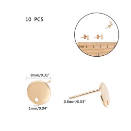 arricraft 100PCS Golden Earrings Posts Flat Round Earring Pin Studs with Butterfly Earring Backs 304 Stainless Steel Stud Earring Findings for DIY Earring Making Supplies