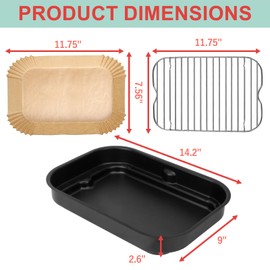 WEBROIL Non-Stick Griddle Pan, Stainless Steel Rack and Air Fryer Liners for Ninja FG551 Smart XL 6-in-1 Indoor Grill, Parts for Ninja Air Fryer Accessories with Disposable Parchment Paper, 100 Packs