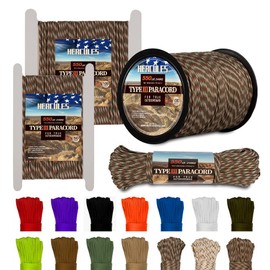 HERCULES Type III Paracord 550 Paracord Rope Parachute Cord, 50' Camo Paracord for Survival Paracord, Survival Cord