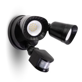 LUXFLY LED Motion Sensor Outdoor Light, 16W 1900LM 5000K Daylight, IP65 Waterproof Flood Lights, 2 Head Dusk to Dawn Motion Detected Security Light for Patio, Garage, Yard-Black