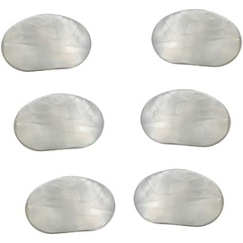 Ymhapp 6 Pcs White Oval Shape Electric Guitar Pearl Tuning Pegs Cap Machine Head Replacement Buttons Knobs Electric Guitar Knobs Parts