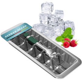 Dreiklang - be smart Robust ice cube tray, high-quality stainless steel with lever and cold-friendly comfort handle, durable and plastic-free in vintage style