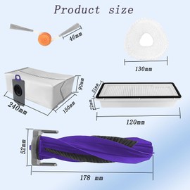 Replacement parts Compatible with Narwal Freo Z10 Ultra/Z10 Robot Vacuum Cleaner Accessories ; 1 Main Brush, 4 HEPA Filters, 4 Mop Pads, 4 Dust Bags, 4 Side Brush, 17 Pcs Kit