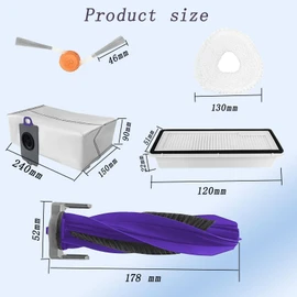 Replacement parts Compatible with Narwal Freo Z10 Ultra/Z10 Robot Vacuum Cleaner Accessories ; 1 Main Brush, 4 HEPA Filters, 4 Mop Pads, 4 Dust Bags, 4 Side Brush, 17 Pcs Kit
