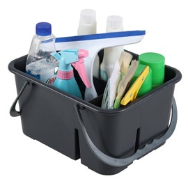 Wekioger Paquete de 1 Organizador de Plástico con Asa, Organizador de Carrito de Limpieza, Color Gris
