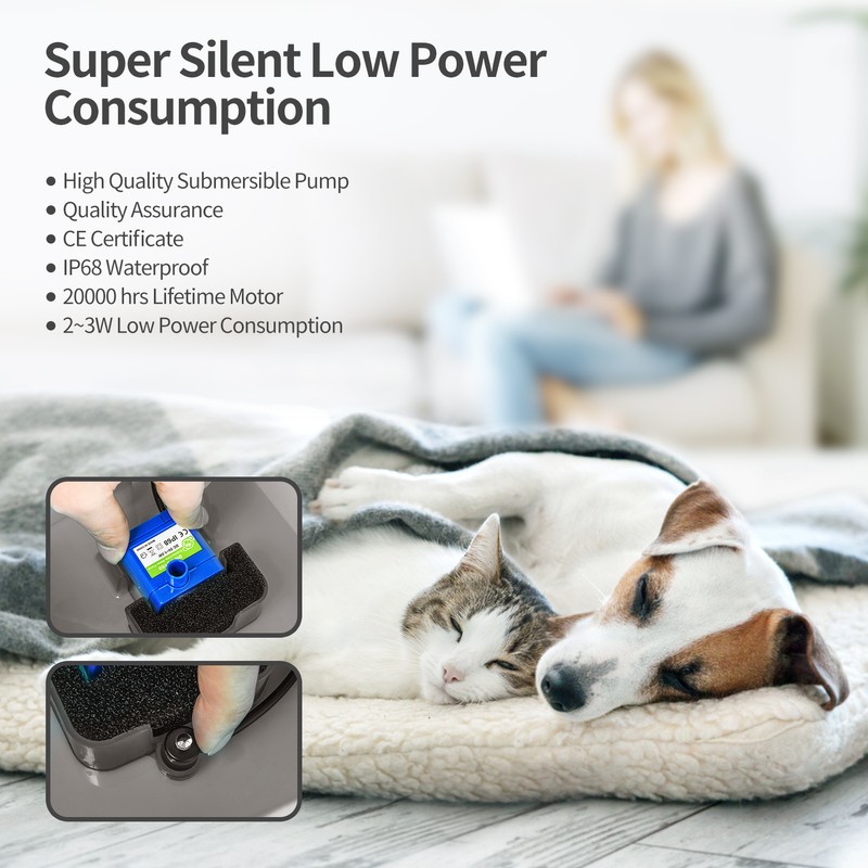 2L/67OZ Large Capacity Pet Water Fountain Intelligent Electric Automatic Drinking