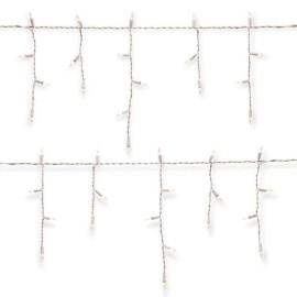 White GE StayBright 150 LED Icicle Style Lights Warm White White Wire New