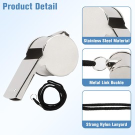 2 Pcs Whistles, Stainless Steel Whistles, Whistle for Coaches with Lanyard Whistle Emergency Referee Whistles Coach Whistle Teacher Whistle Loud Crisp Sound Whistle for Adults Teachers Outdoor Sports