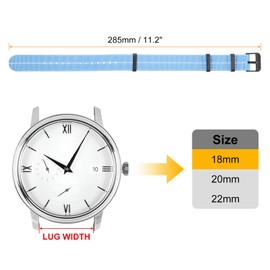 sourcing map Elastic Nylon Watch Band 18mm One-Piece French Watch Strap Waterproof Replacement Wristwatch Strap with Black Buckle for Men Women, Light Blue/White