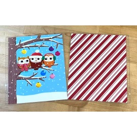 Handmade Christmas Owls in a Tree Front/Back Cover Set 4 use w Erin Condren Life Planner-