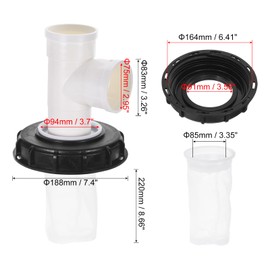 PATIKIL 3-Way IBC Lid Filter Cover 163 mm Plastic Barrel Cover with Washable Nylon Filter IBC Tote Hose Adapter IBC Tank Container Accessories for Rainwater Tank 1000L IBC Tank