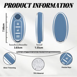TOOMUME Car Key Cover TPU, Car Key Case Fit for Nissan Qashqai J11 J12 Juke F15 X Trail T32 Micra K13 K14 Infiniti Q50 QX60 EX35 FX45, Protective Key Fob Cover Key Fob Case - Three Lines