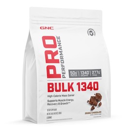 GNC Pro Performance Bulk 1340 Mass Gainer Protein Powder, 50g, Gluten Free, Whey, Creatine, BCAA, 3rd Party Tested, Muscle Recovery & Growth, Micronutrients, Double Chocolate, 9 Servings