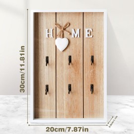 WIYETY Key Rack Key Hook Wooden Key Rack Vintage with 6 Hooks, Wall Key Box, Wooden Key Holder for Living Room, Bedroom, 20 x 3 x 30 cm, Wood Colour