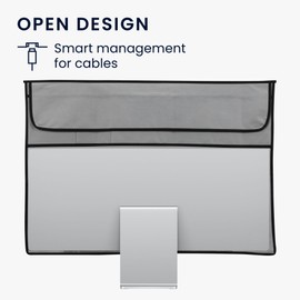 kwmobile Case Compatible with 27-28 Inch Monitor - with 2 Compartments on the Back - Protective Case Cat Meow Grey Black