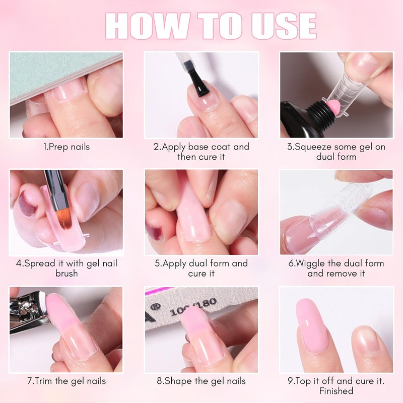 GZMAYUEN Nail Extension Gel Set Poly Nails Soft White Colours