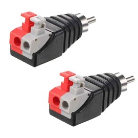 Lunpog 4 Pieces RCA RCA to Speaker Cable Adapter Subwoofer Speaker Phono RCA Male to AV 2 Screw Clamp Video Audio Spring Press Type Balun for CCTV
