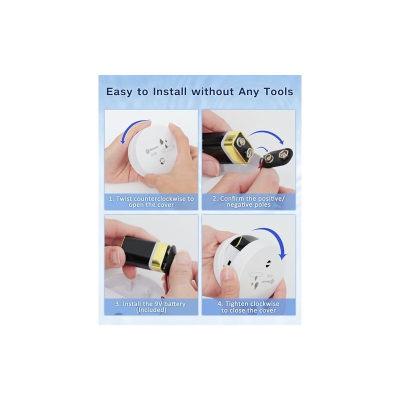 Geevon Water Leak Detectors - 100dB Alarm Sensors for Home