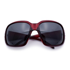SA106 Polarized Lens Oversize Rhinestone Bling Sparkling Womens Sunglasses (burgundy black, 62)