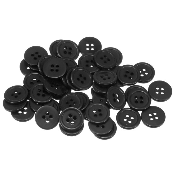 HARFINGTON 50pcs 24L Sewing Buttons 5/8"(15mm) Resin Round Flat 4-Hole